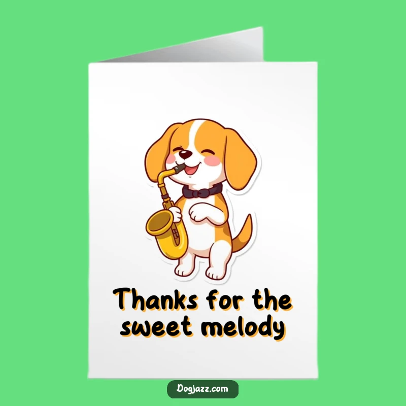 Free Printable Thank You Card: Beagle Sax Player Expressing Gratitude, Downloadable Gift