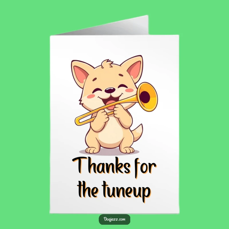 Free Printable Thank You Card: Dog Trombone Tune Humor Downloadable