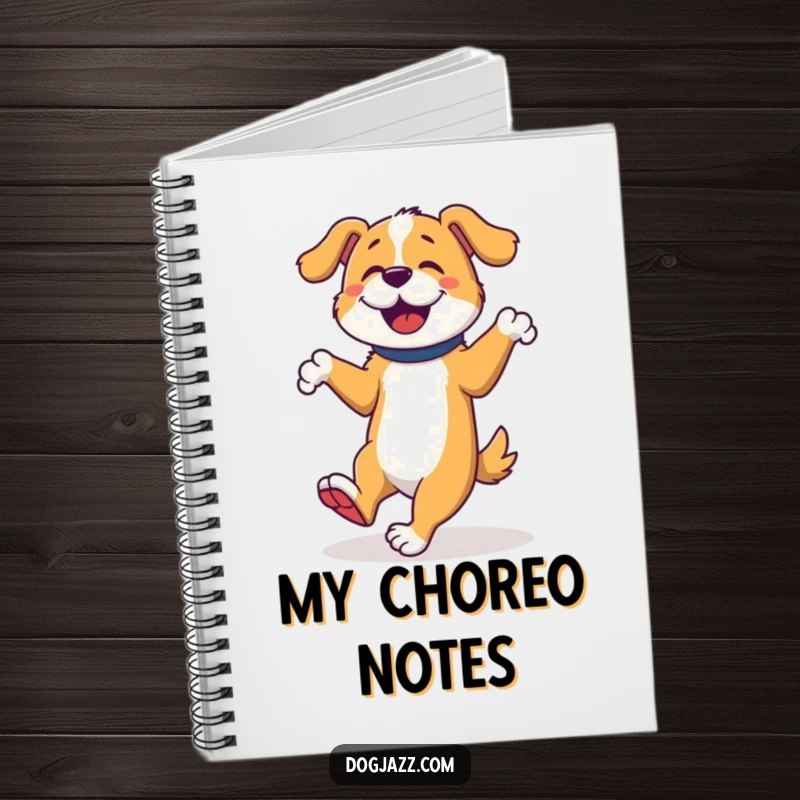 Funny Dog Tap Dancer Notebook, a happy dog tap dances with rhythmic footwork, ideal for capturing dance ideas.