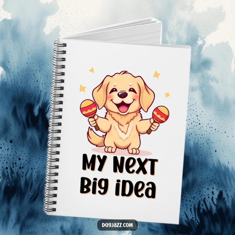 Funny Golden Retriever Notebook: A playful golden retriever shaking maracas, perfect for jotting down notes or song lyrics.