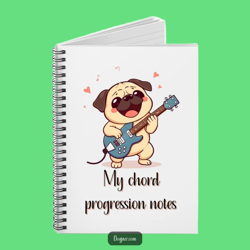 Funny Pug Jazz Guitar Notebook: Jot Down Melodies with Paw-some Flair