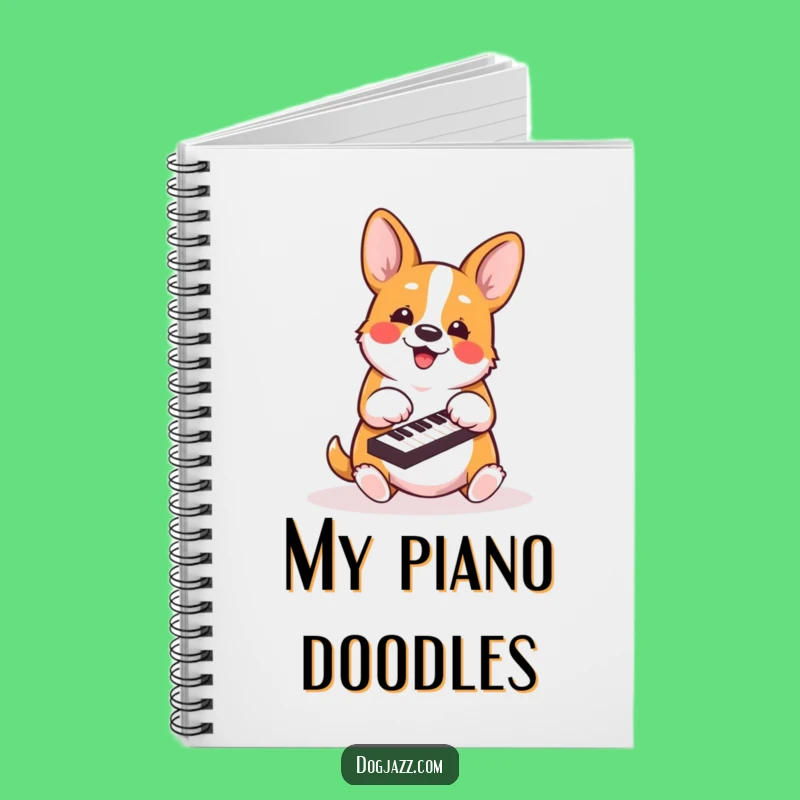 Funny Corgi Piano Notebook - Energetic Dog Musician Journal for Fun Notes