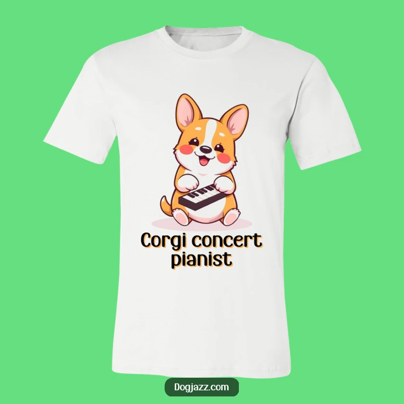 Funny Corgi Piano T-Shirt - Energetic Dog Musician Tee for Humorous Gift