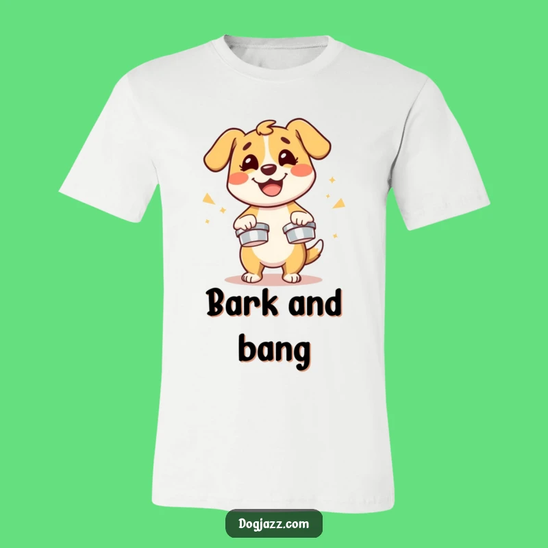 Funny Dog Cymbals T-Shirt - Energetic Pup Rock Star Tee!