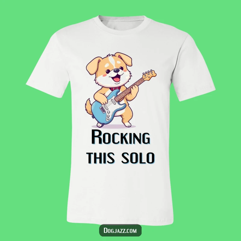 Funny Kawaii Dog Guitar T-Shirt - Gleeful Shredding Pup Tee Gift