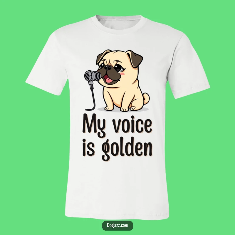 Funny Pug Rockstar T-Shirt: Vintage Mic Pug Sings, Awesome Music Fan Gift