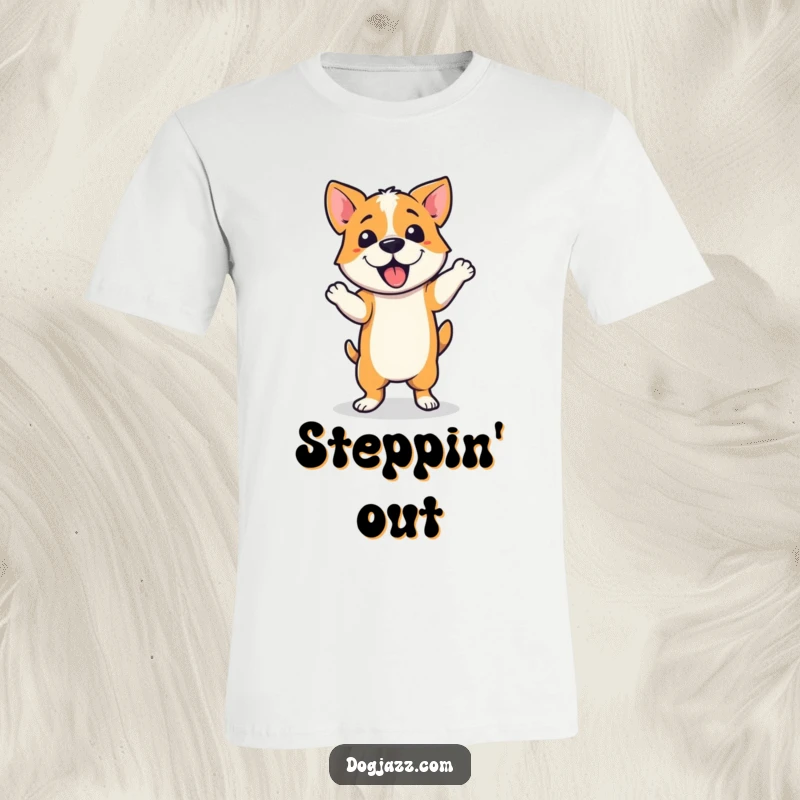 Funny T-Shirt depicting a dog executing a sharp and stylish jazzy dance step, full of energy and artistic expression.