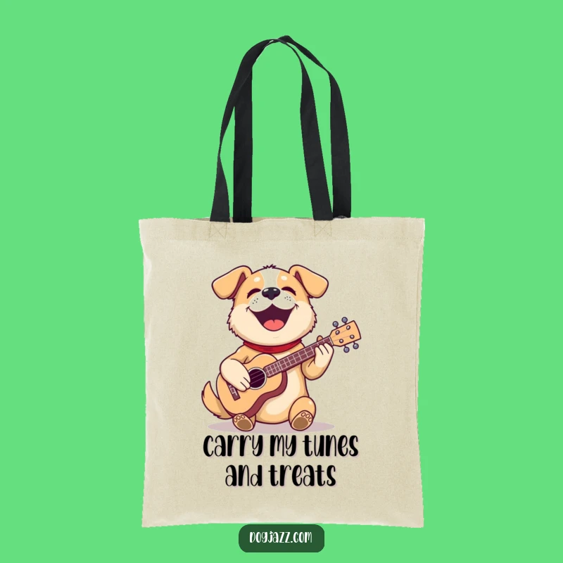 Funny Dog Ukulele Tote Bag: Durable Canvas Bag for Music-Loving Dog Owners