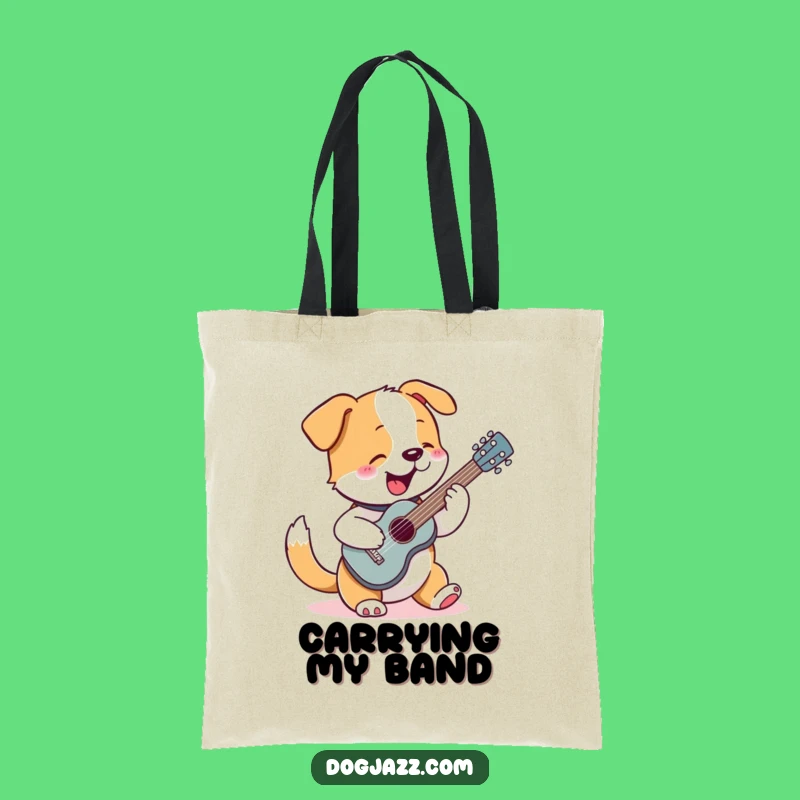 Funny Dog Guitar Tote Bag: Rocking Pup Strumming, Music Accessory