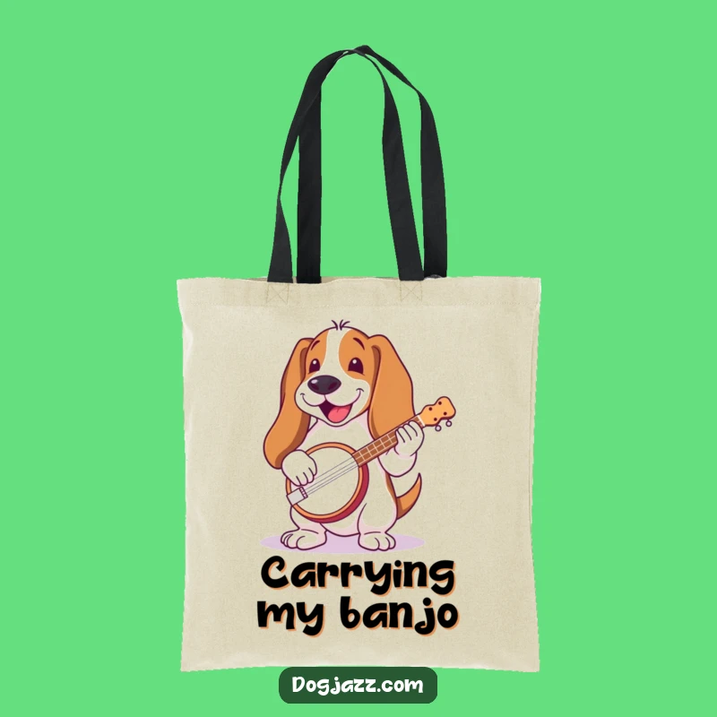 Funny Basset Hound Banjo Tote Bag: Rustic Accessory, Perfect Funny Gift