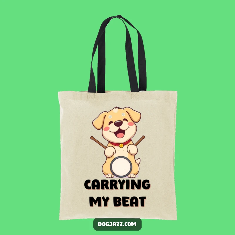 Funny Dog Drummer Tote Bag; Carry Your Tunes With This Hilarious Music Gift