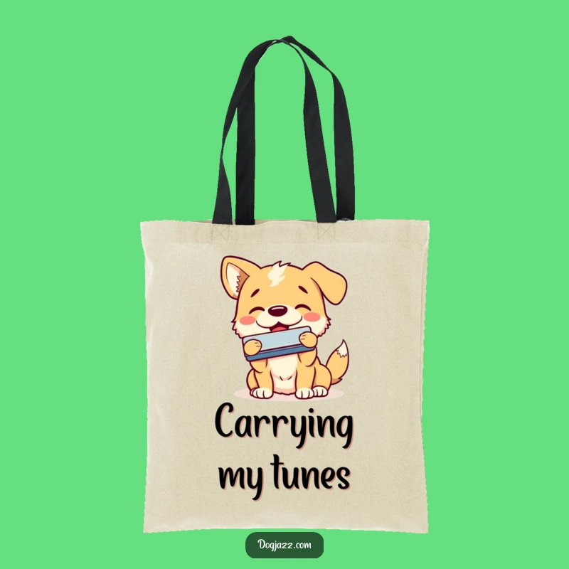 Funny Dog Harmonica Tote Bag - Smiling Pup Accessory Gift