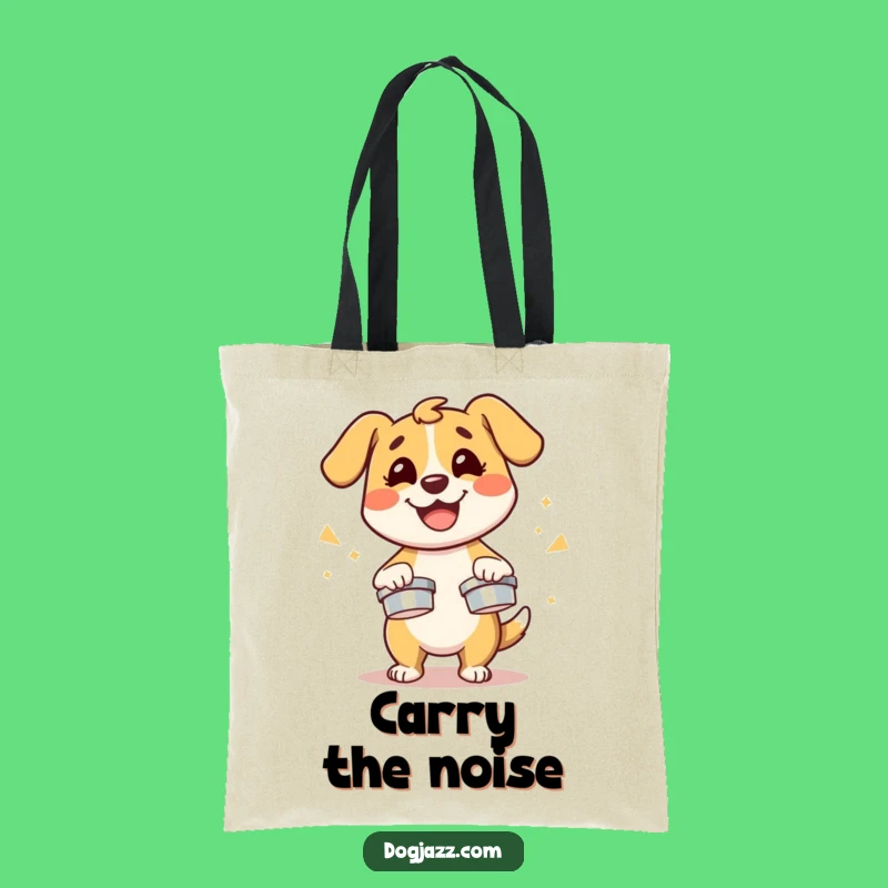 Funny Dog Cymbals Tote Bag - Carry Your Enthusiasm with this Energetic Pup!