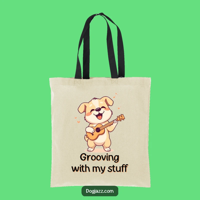 Funny Dog Music Tote Bag: Cool Jazz Vibing Pooch Gift