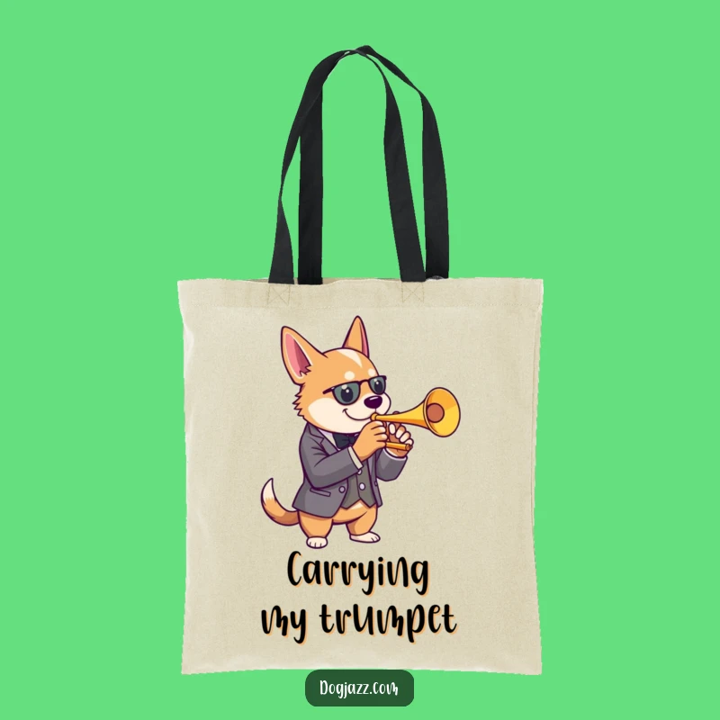 Funny Dog Trumpet Tote Bag: Carry Your Style with Jazz, a Chic Funny Gift