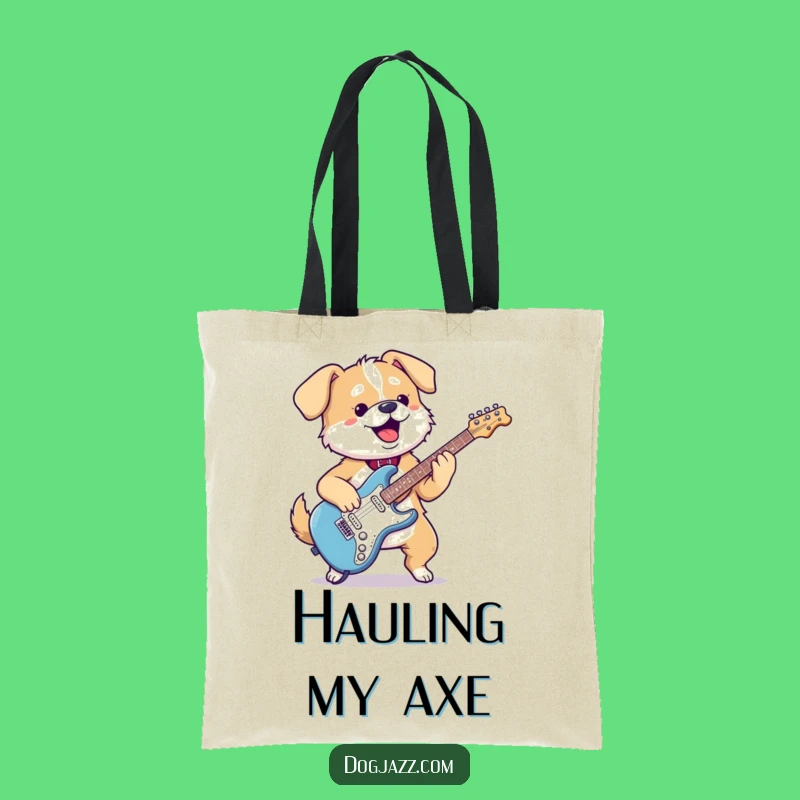 Funny Kawaii Dog Guitar Tote Bag - Gleeful Pup Accessory Gift