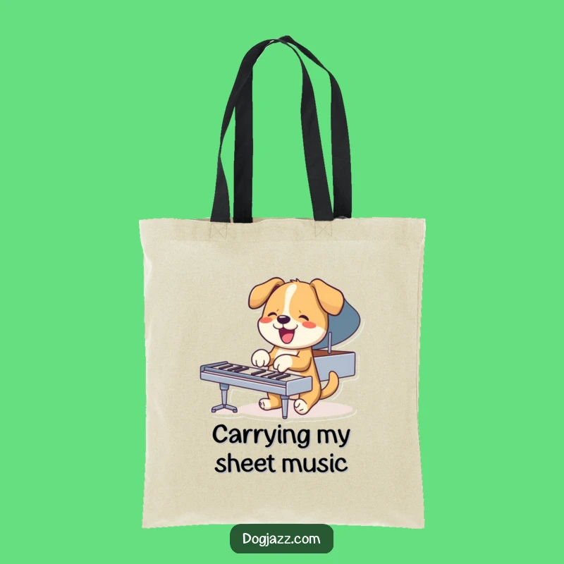 Funny Piano Dog Tote Bag: Carry Your Music & Paws Anywhere