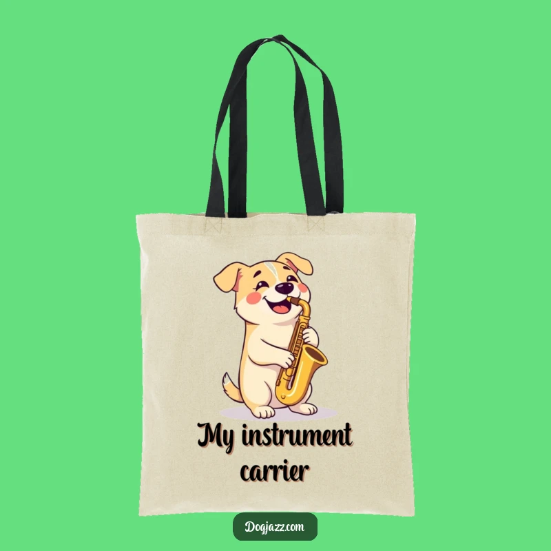 Funny Saxophone Dog Tote Bag: Carry Your Tunes in Style - Ideal Gift!
